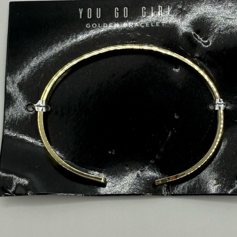 “You Go Girl” Gold Bangle Bracelet | Minimalist Cuff Style - Picture 4 of 5